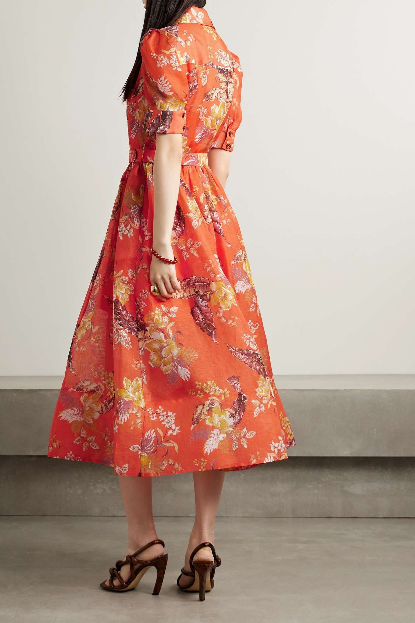 Matchmaker belted floral-print linen and silk-blend midi dress - 3