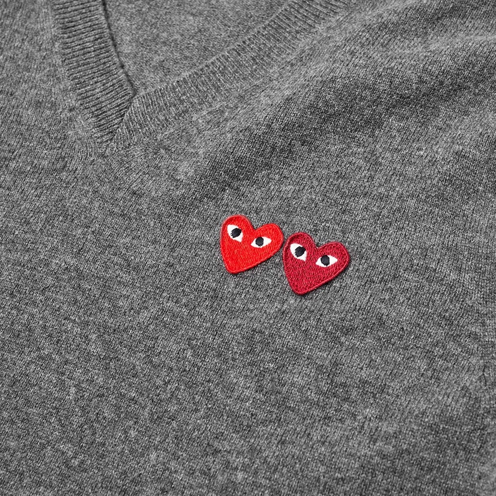 Comme des Garcons Play Double Heart V-Neck Jumper - 2