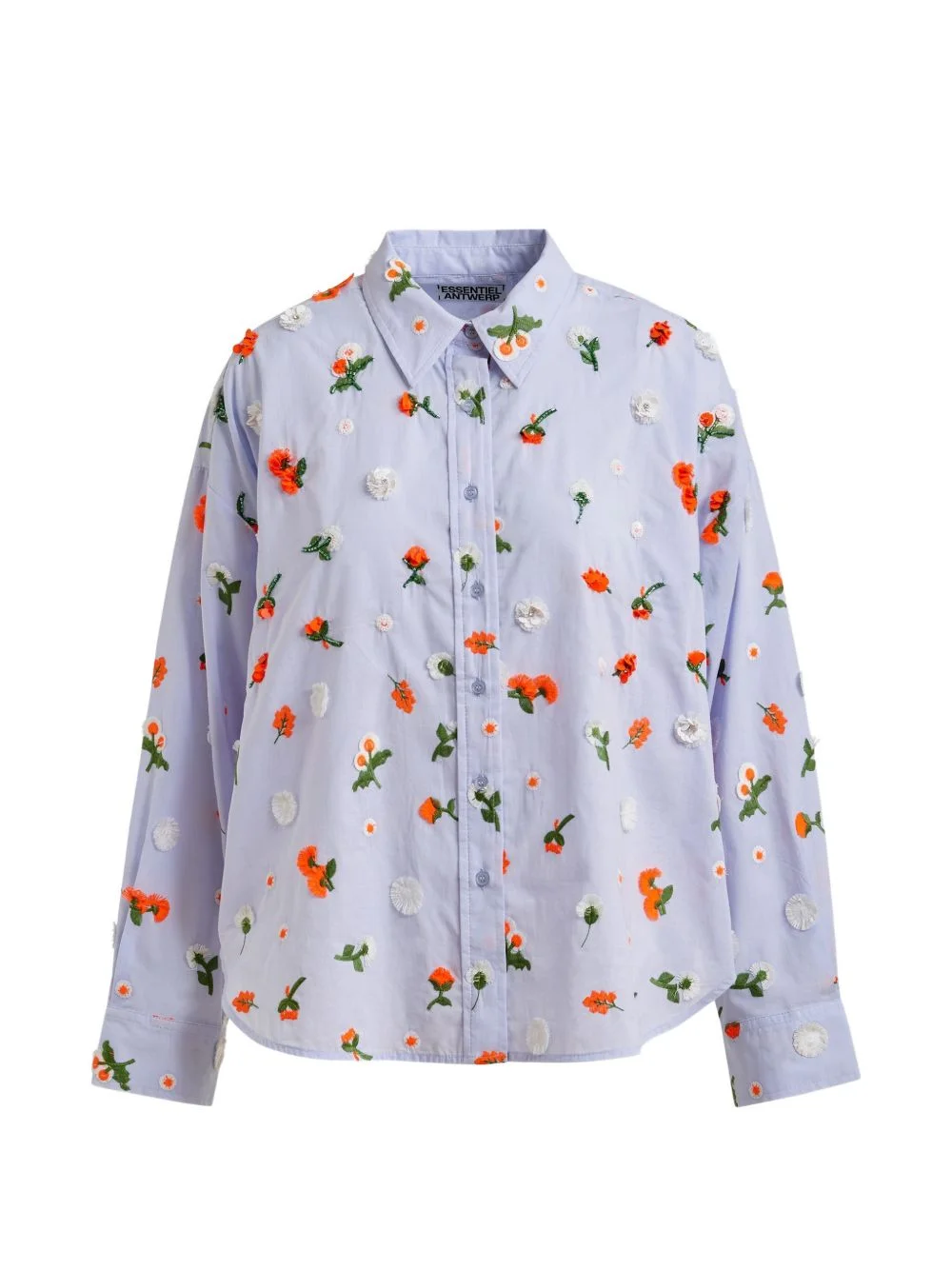 flower-embroidered shirt - 1