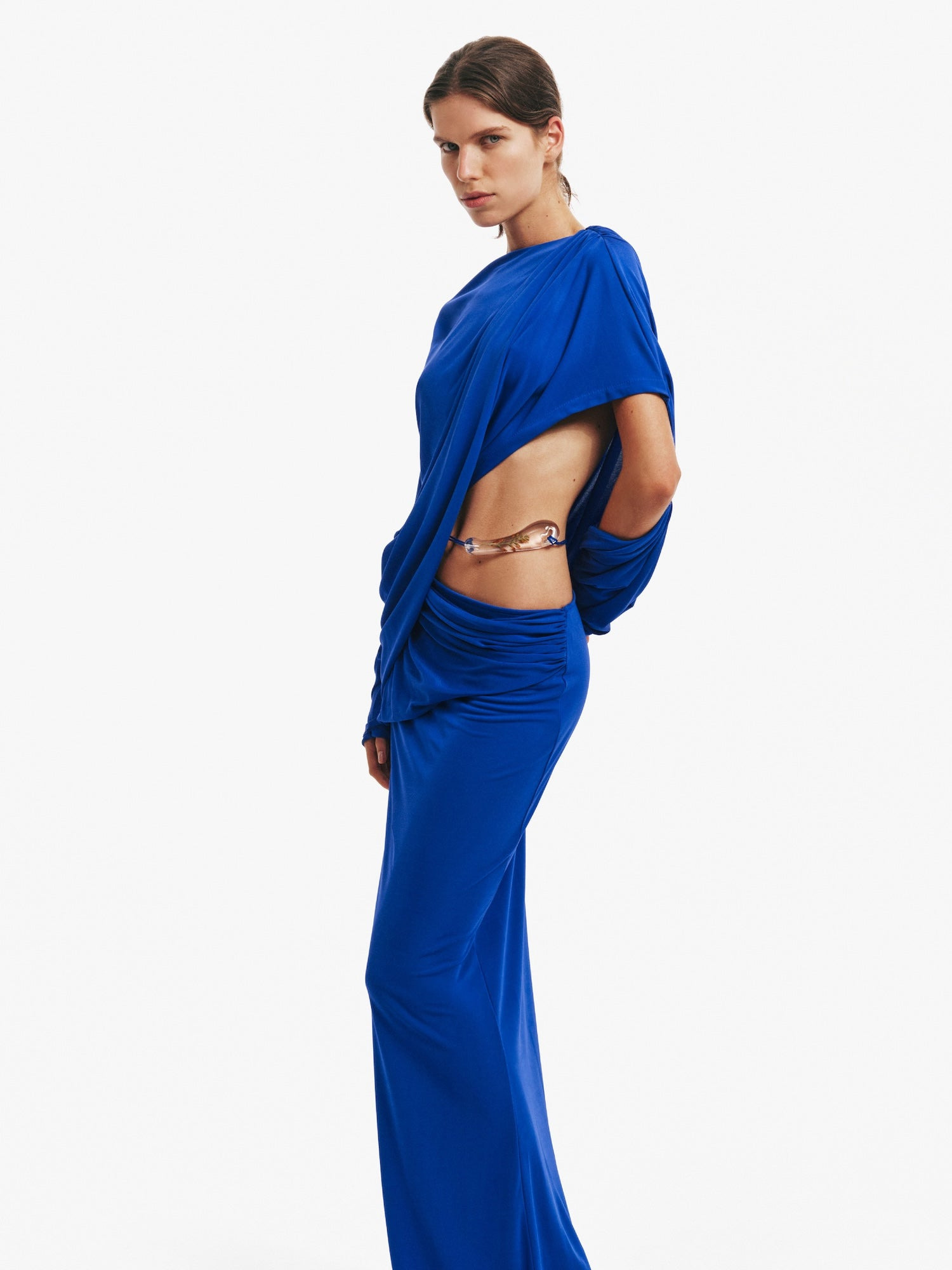 Encased Nature Resin Draped Jersey Dress - 2