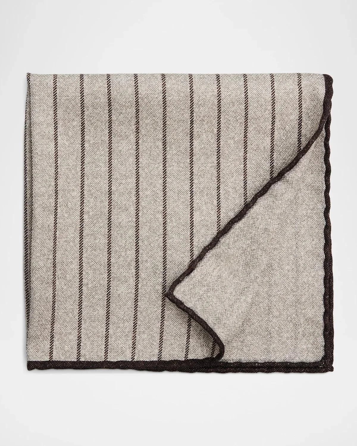 Men's Fine Stripe Double-Face Silk Pocket Square - 1