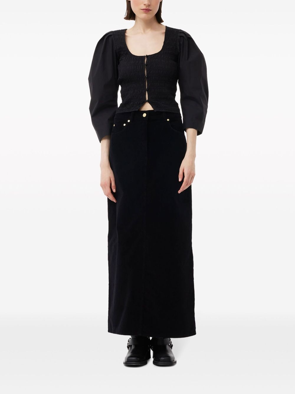 U-neck cropped organic-cotton blouse - 2