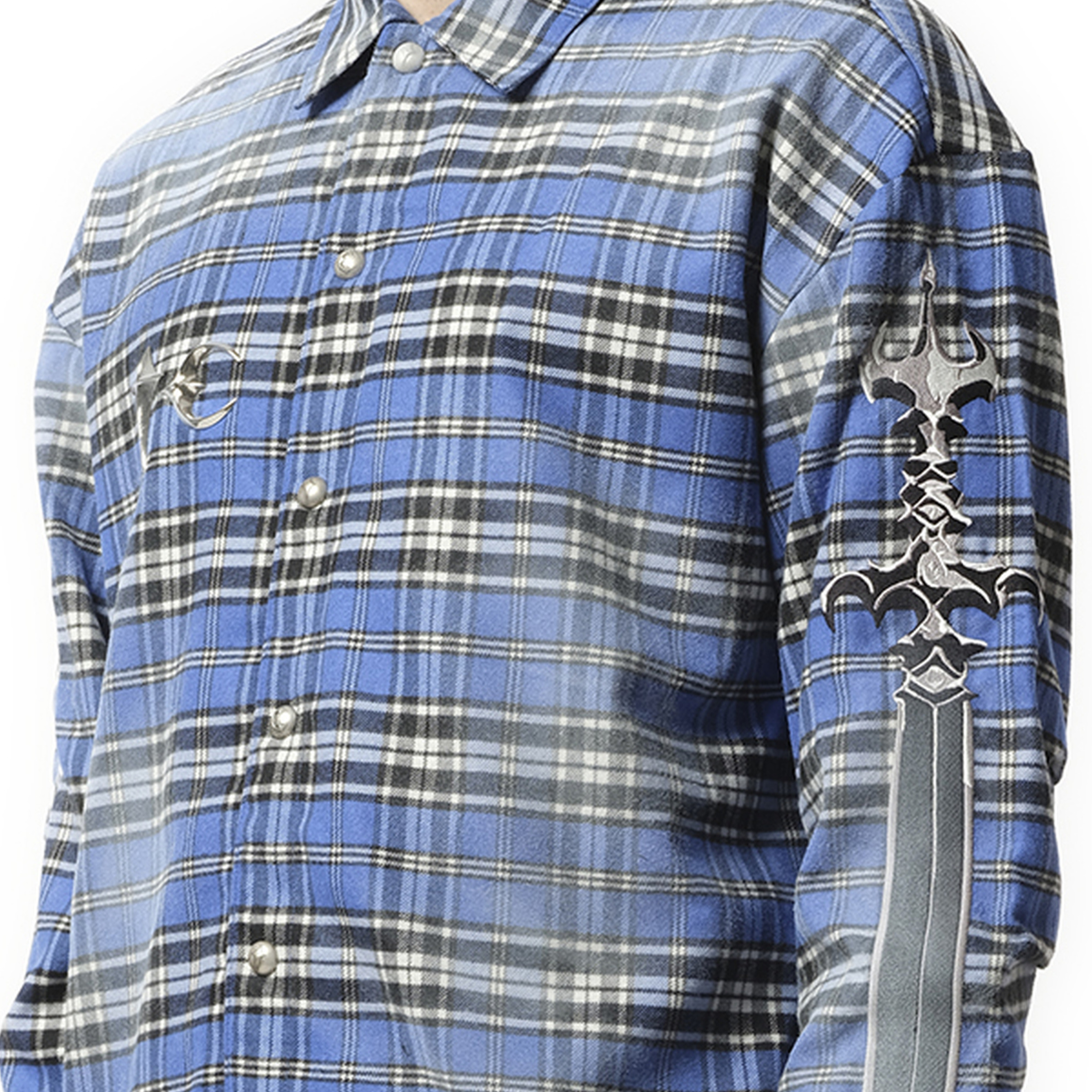 Arab Sword Flannel Shirt in Blue - 3
