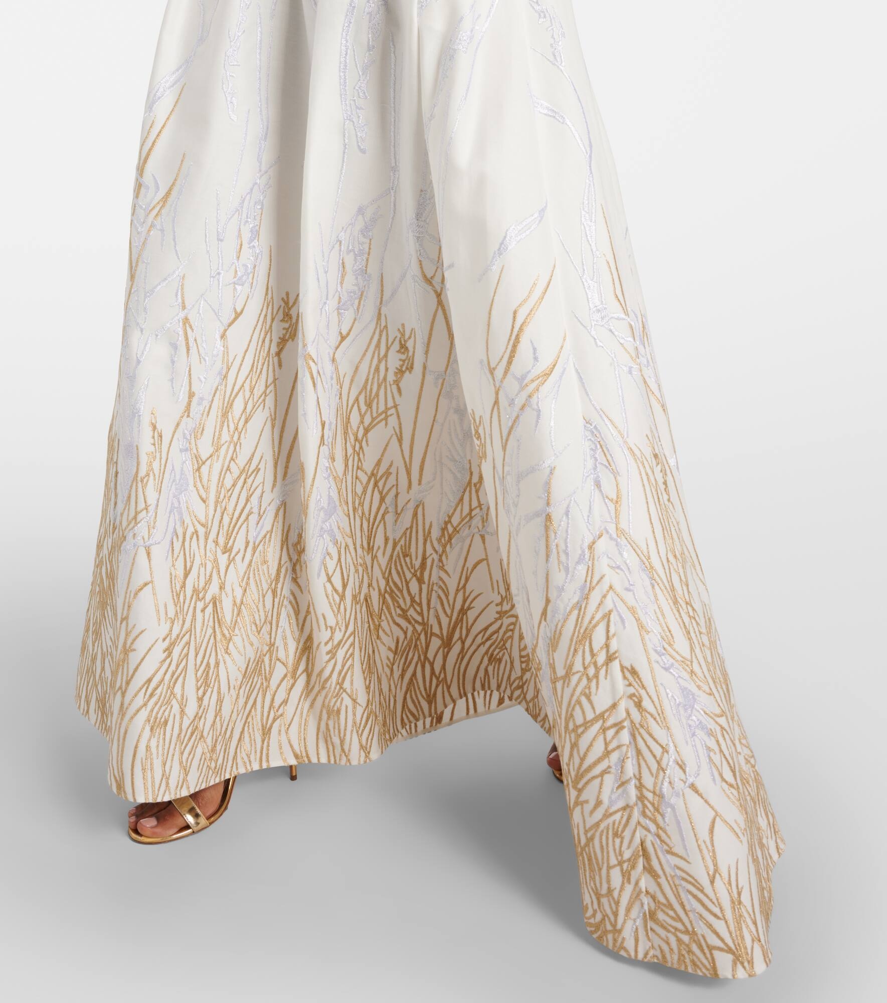 Embroidered halterneck cotton-blend gown - 5
