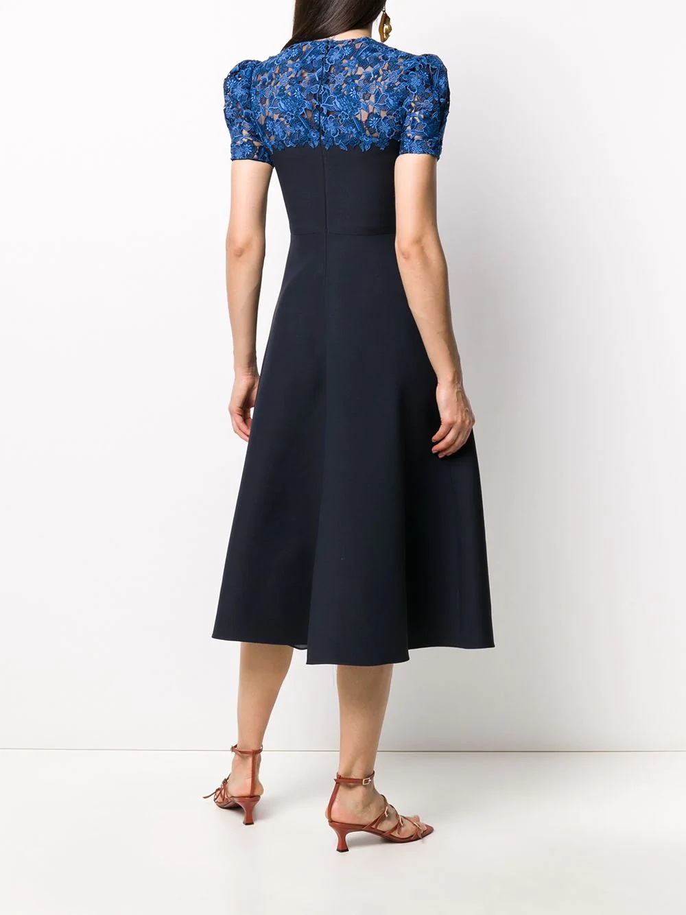 floral lace panel midi dress - 4