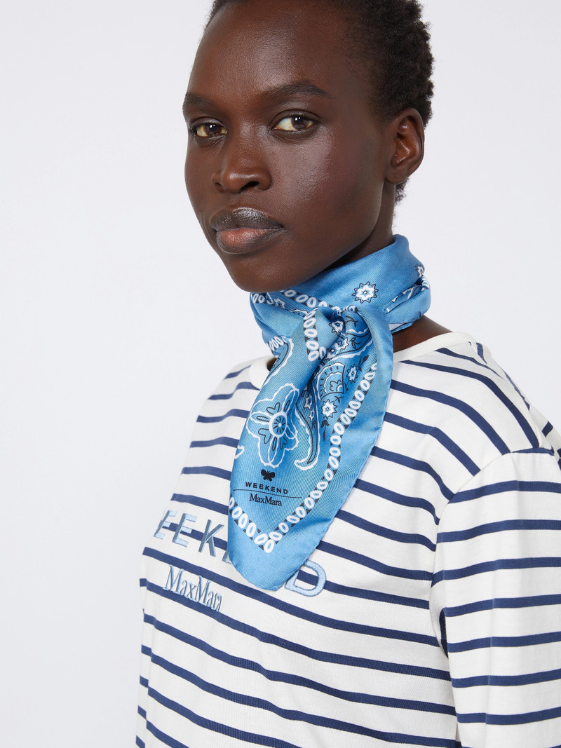 PENTOLA Bandanna print silk foulard - LIGHT BLUE 4
