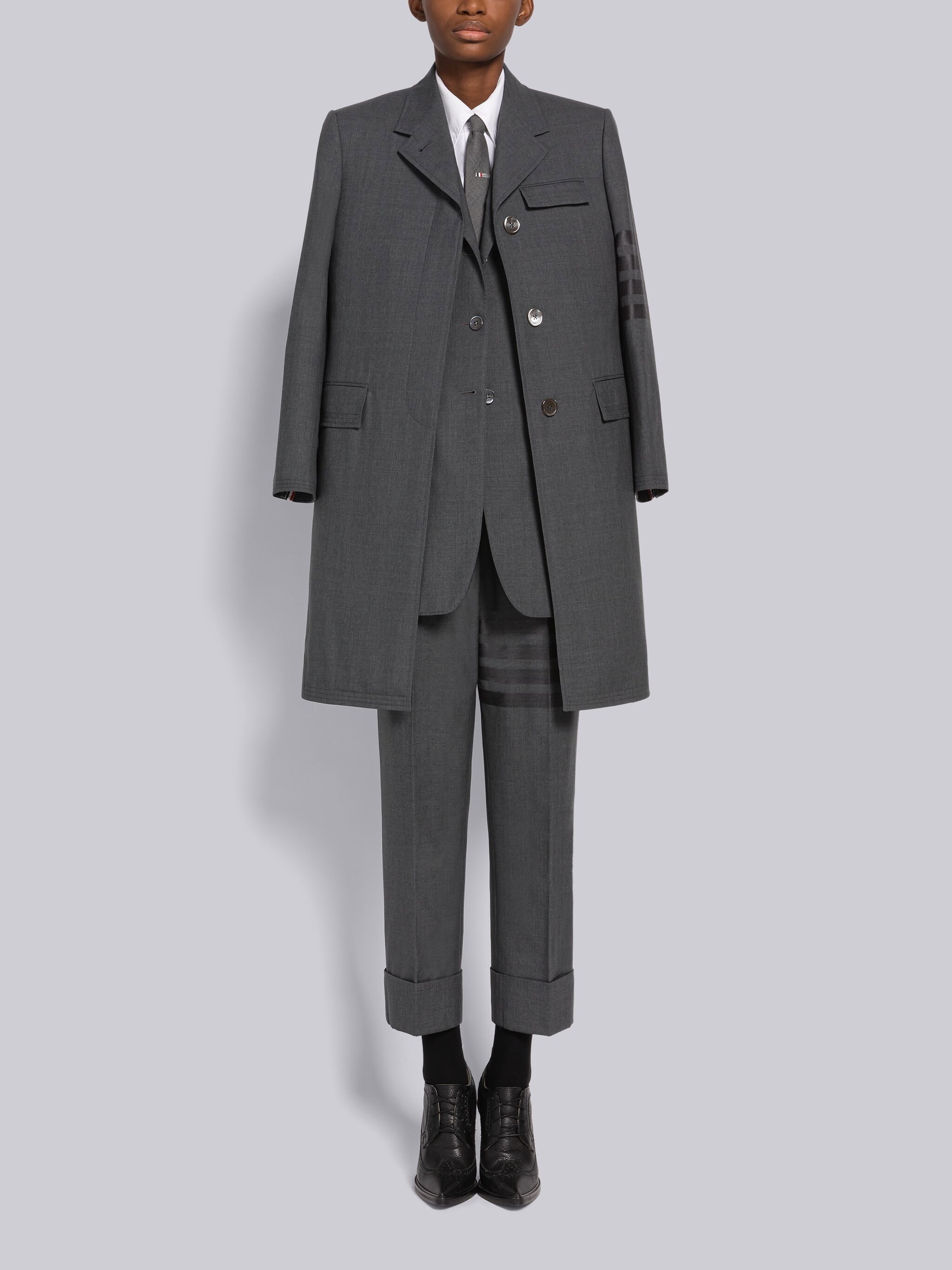 Plain Weave 4-Bar Chesterfield Overcoat - 4