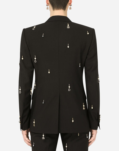 Dolce & Gabbana Wool Sicilia jacket with pearl pendants and DG logo outlook