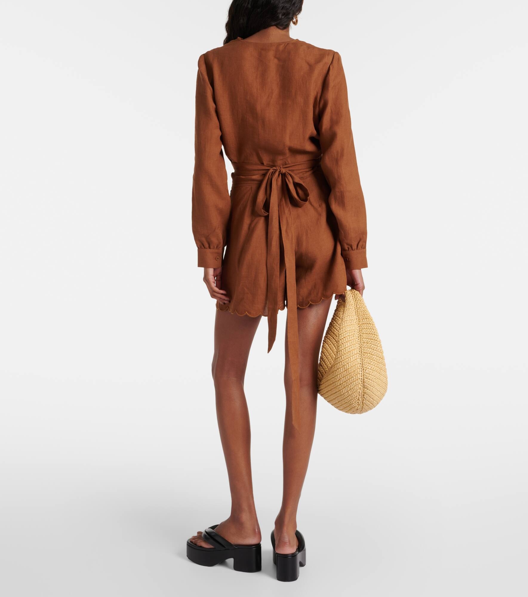 Joli scalloped linen wrap top - 3