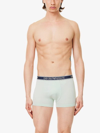 EMPORIO ARMANI Branded-waistband pack of three stretch-cotton trunks outlook