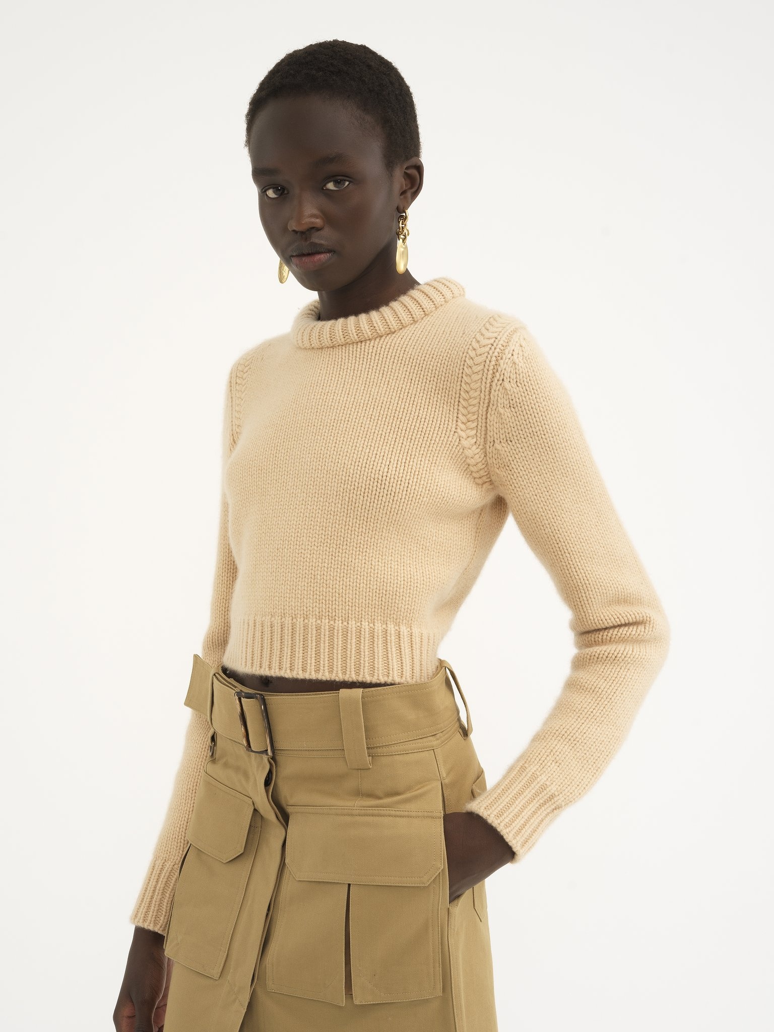 CROPPED SWEATER IN CASHMERE BLEND - 4