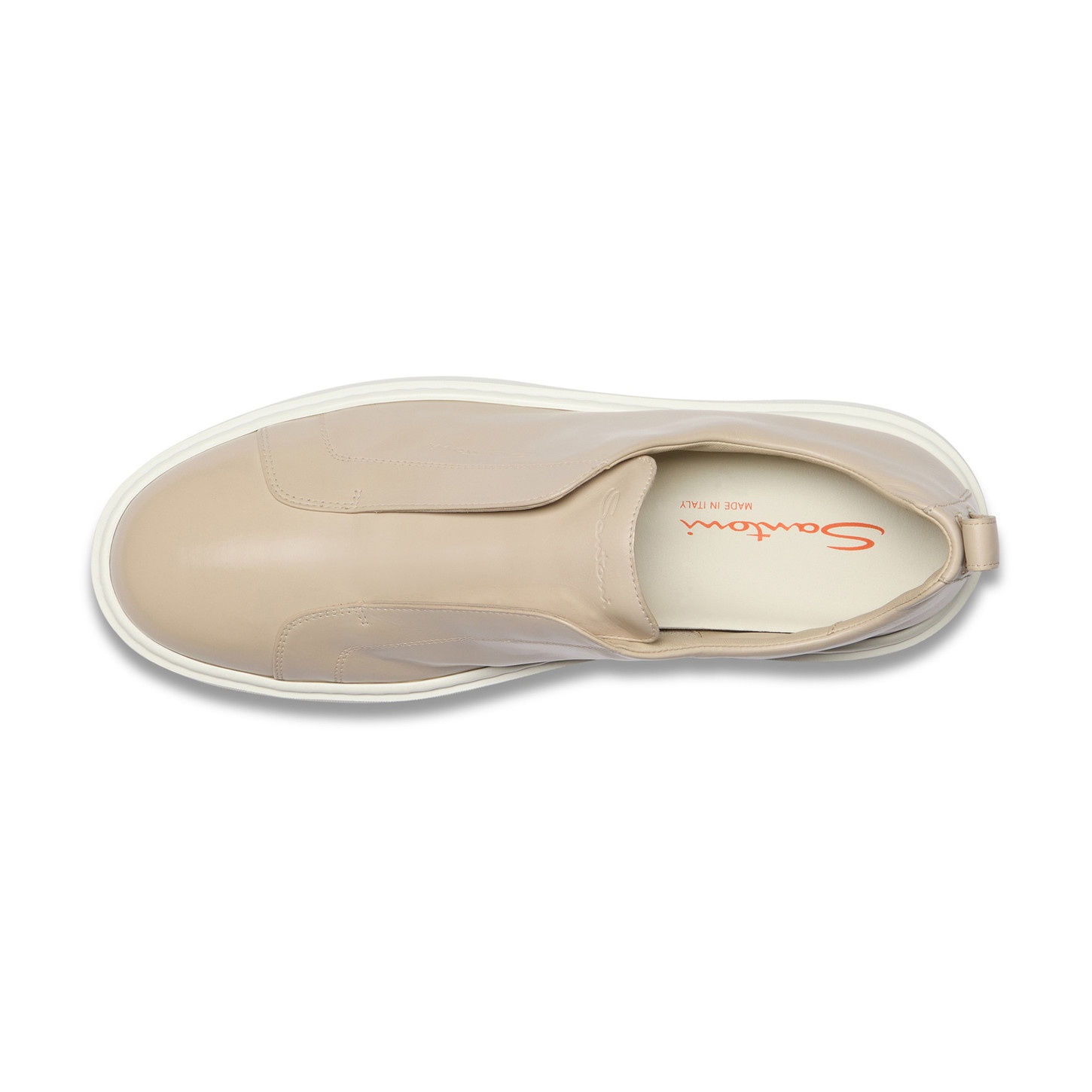 Men's beige leather slip-on sneaker - 5