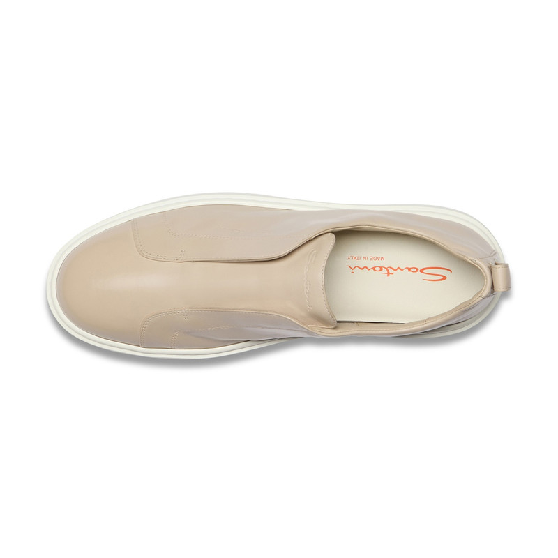 Men's beige leather slip-on sneaker 5