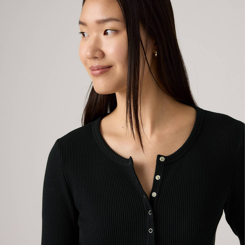 DRY GOODS WOMEN'S WAFFLE HENLEY 5