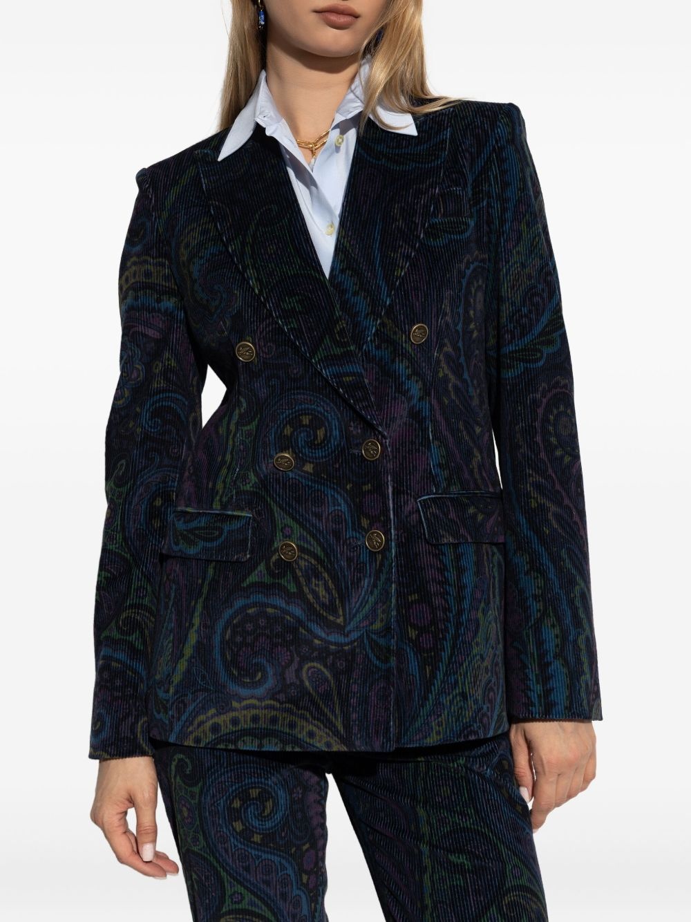 corduroy double-breasted blazer - 3