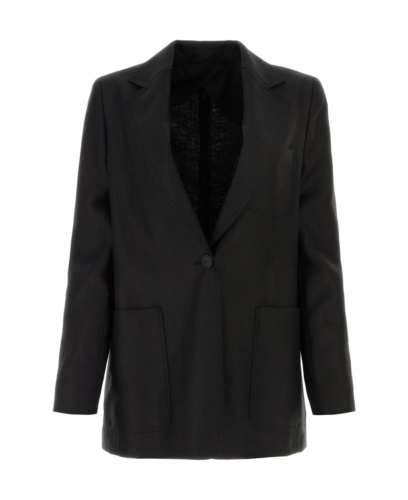 Black Linen Boemia Blazer - 1