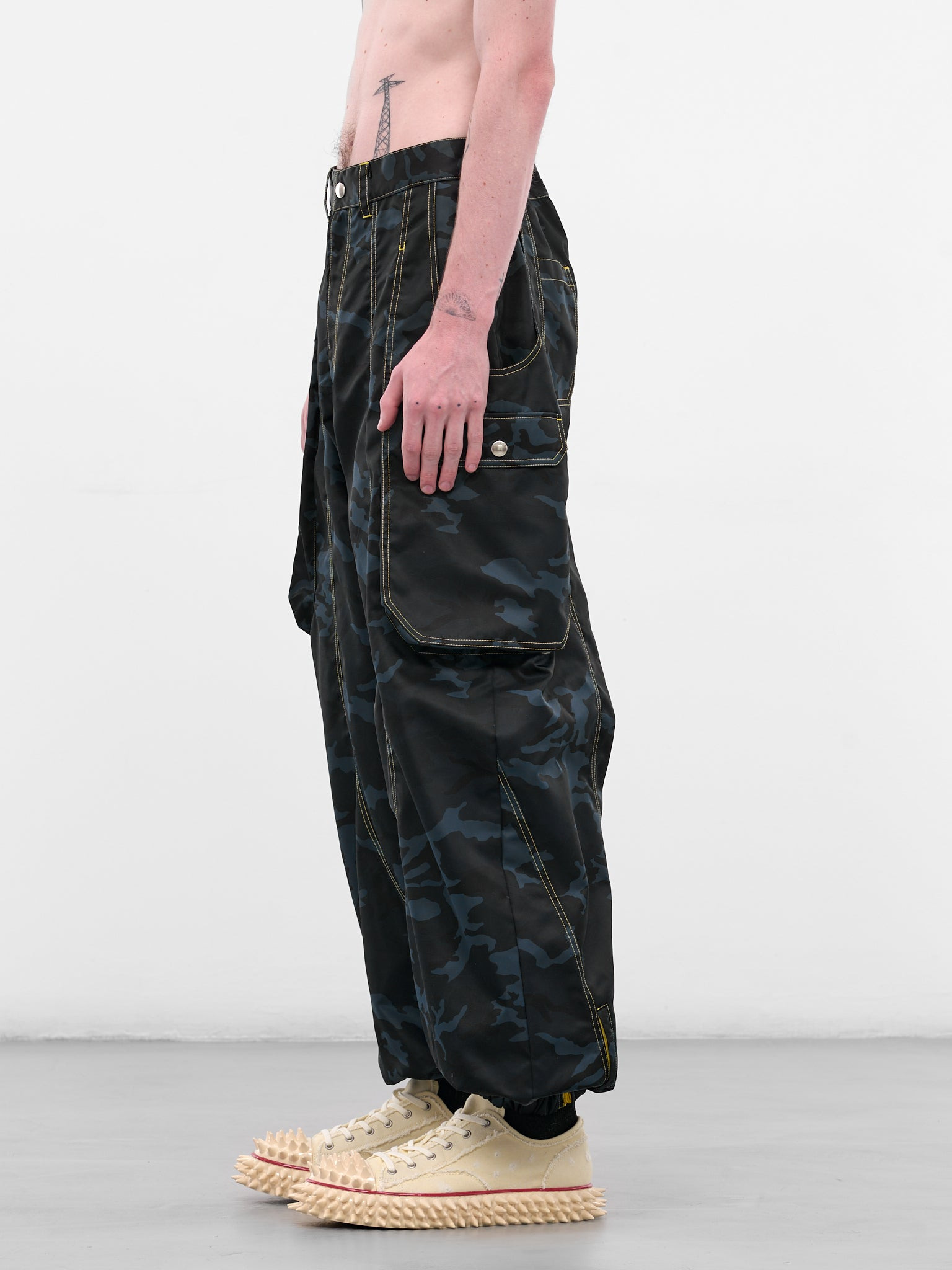 Navy Camouflage Nylon Cargo Pants - 2