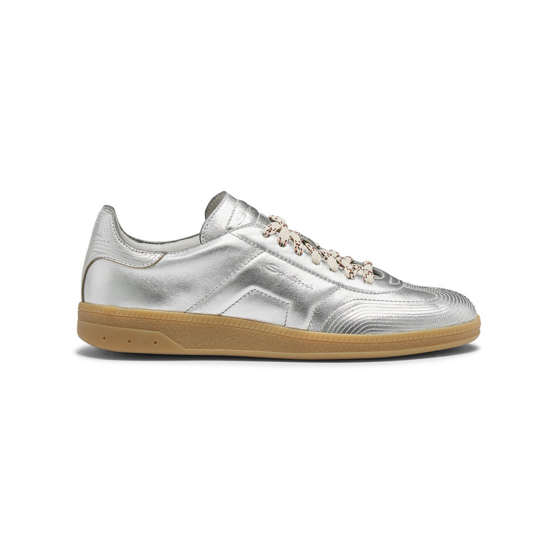 Women's silver laminated leather DBS Oly sneaker 1