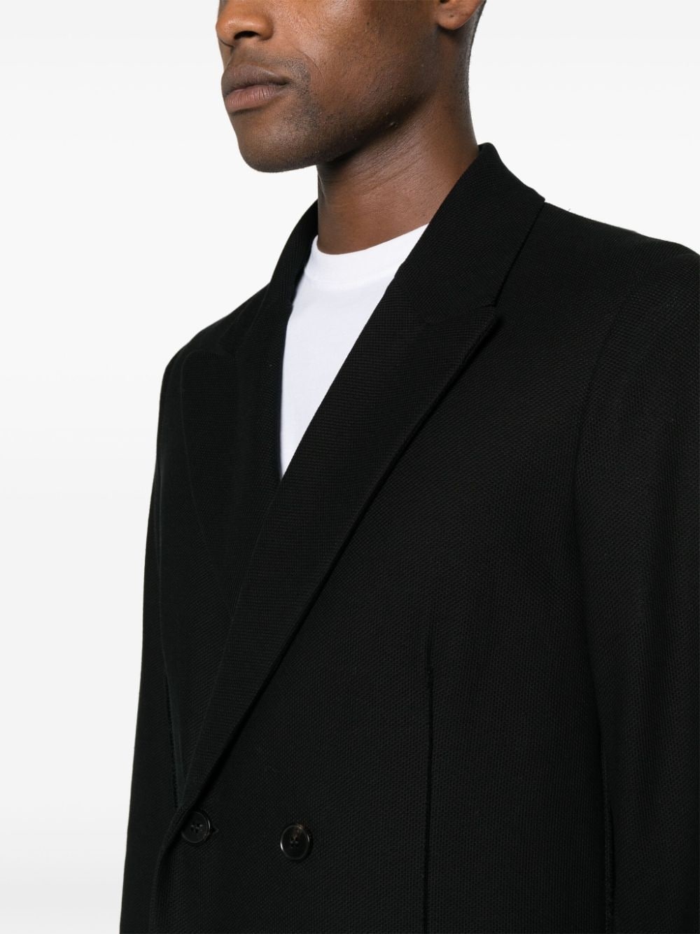 honeycomb-knit double-breasted blazer - 5