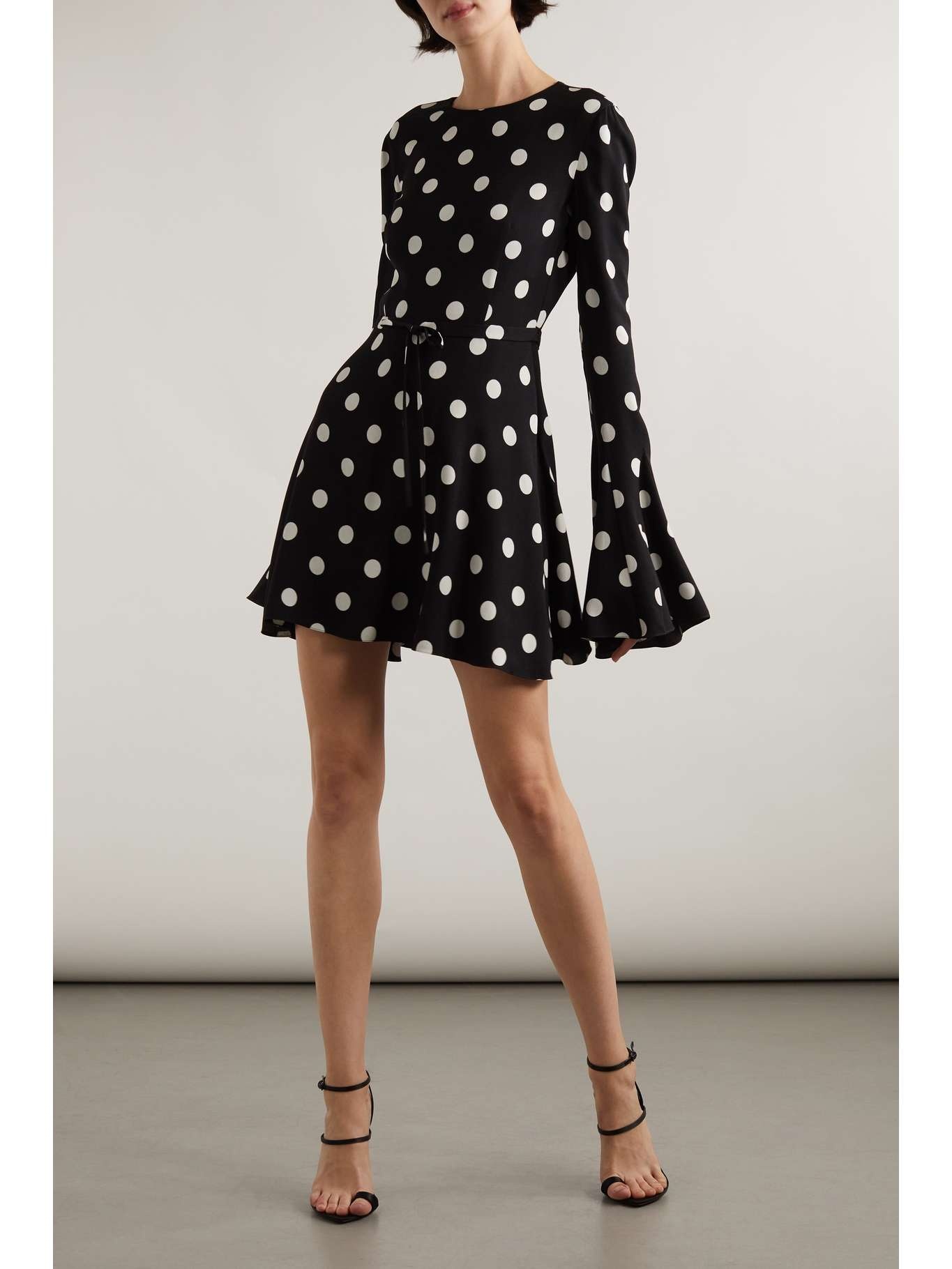 SAINT LAURENT Open-back polka-dot crepe mini dress