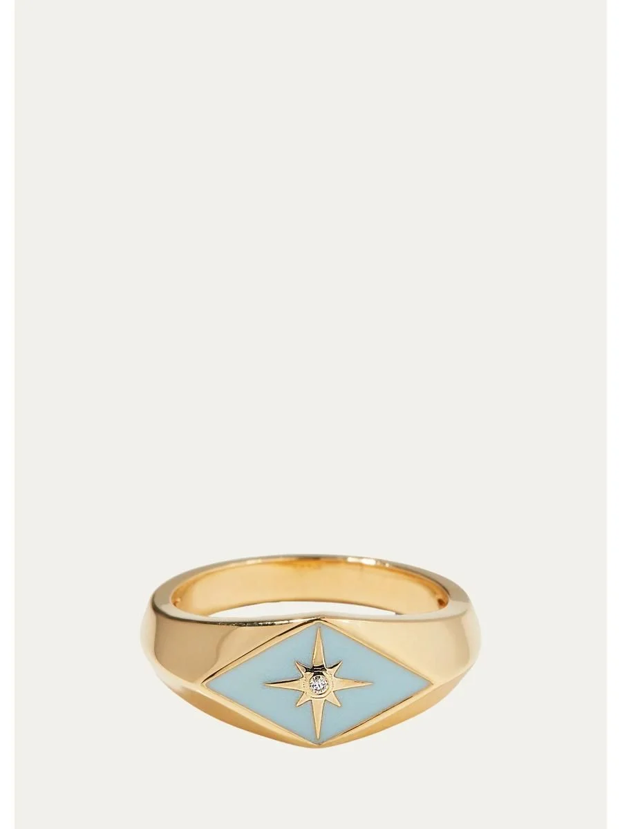 Enamel Evil Eye Diamond Starburst Ring - 1