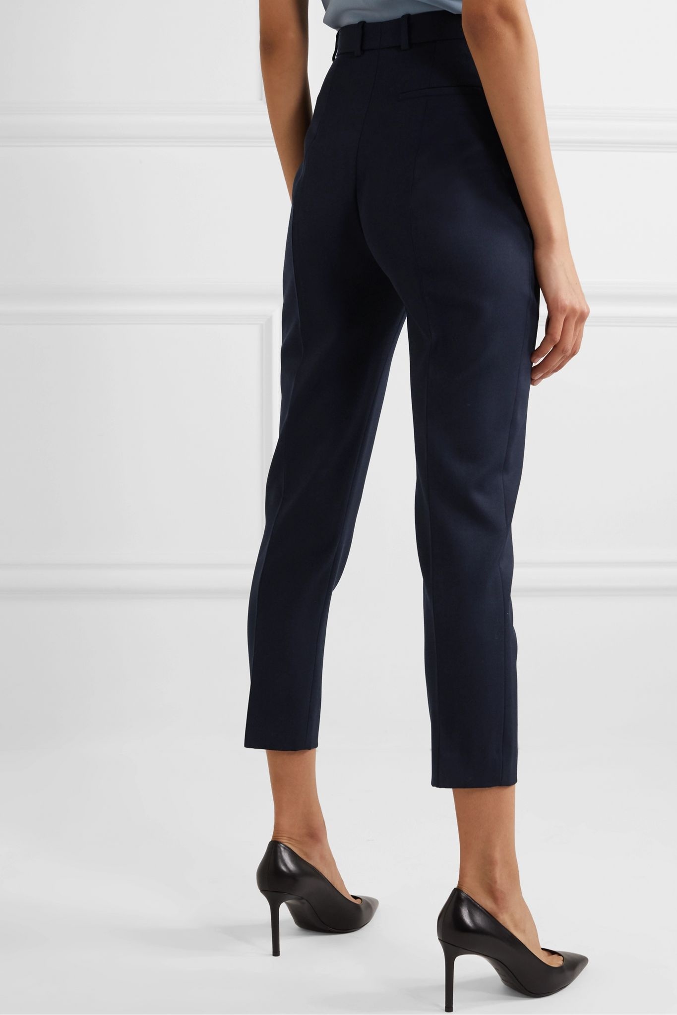 Cropped grain de poudre wool slim-leg pants - 4