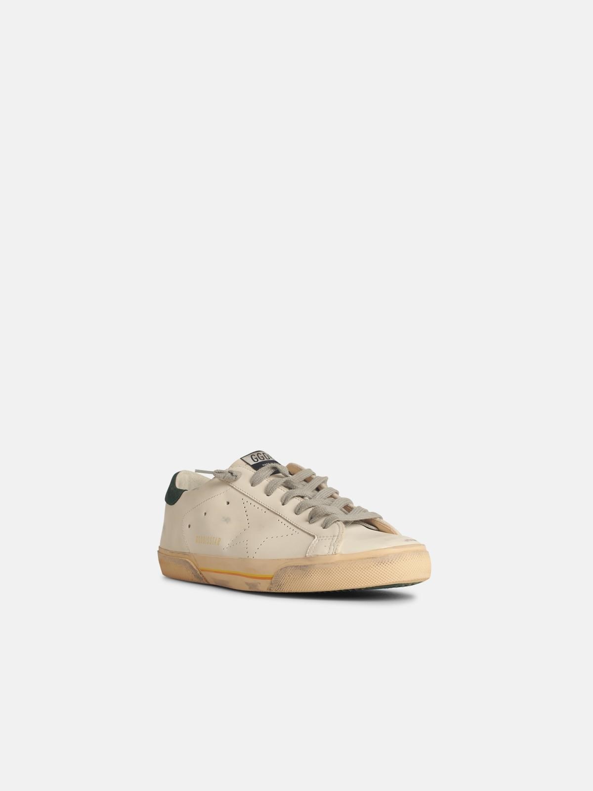SUPER-STAR SKATE' IN WHITE LEATHER WITH GREEN SUEDE HEEL - 2