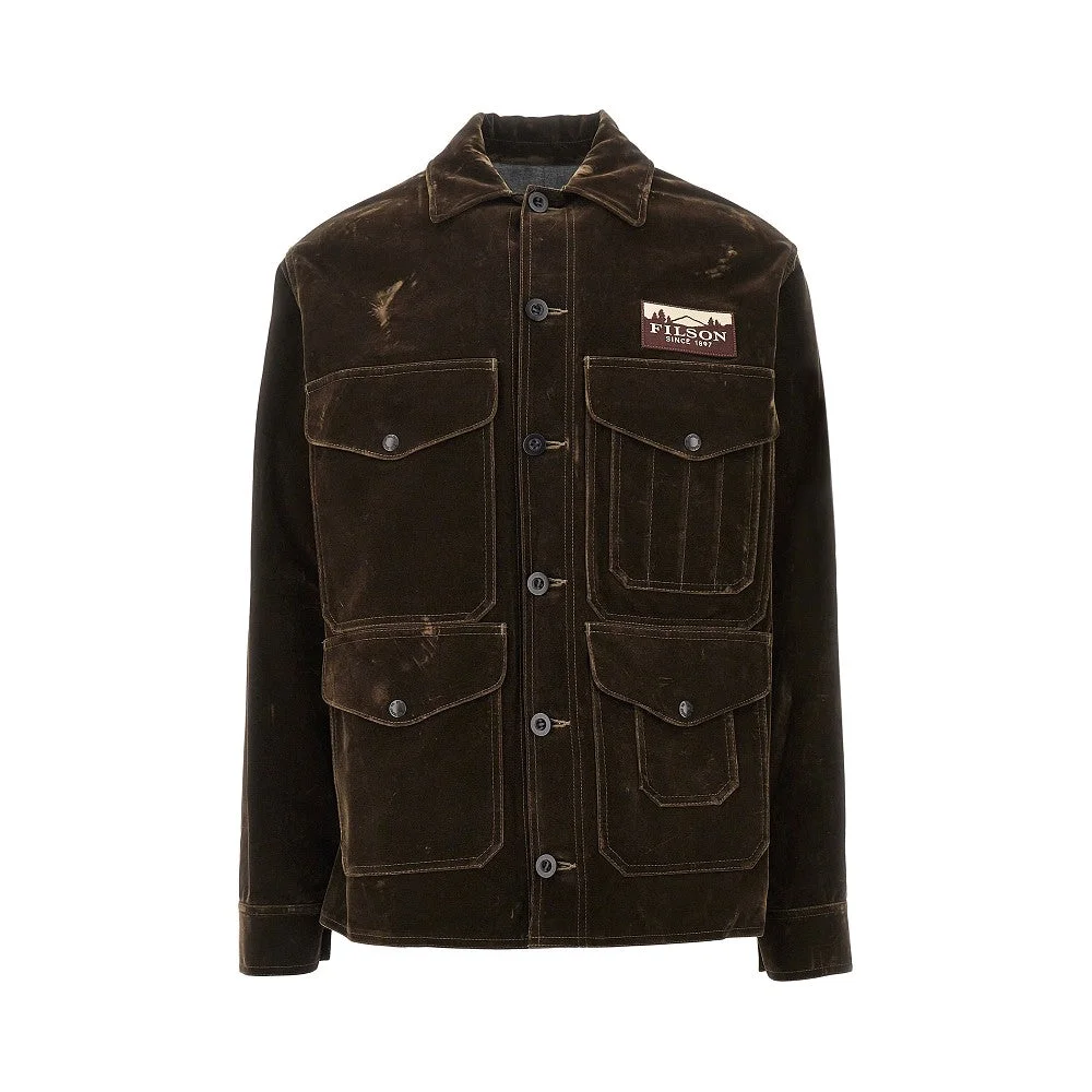 VELVET JACKET WITH LOGO PATCH - 1