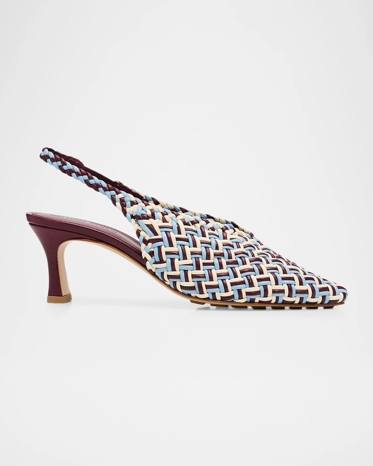 60mm Sofia Intrecciato Leather Slingback Pumps - 1