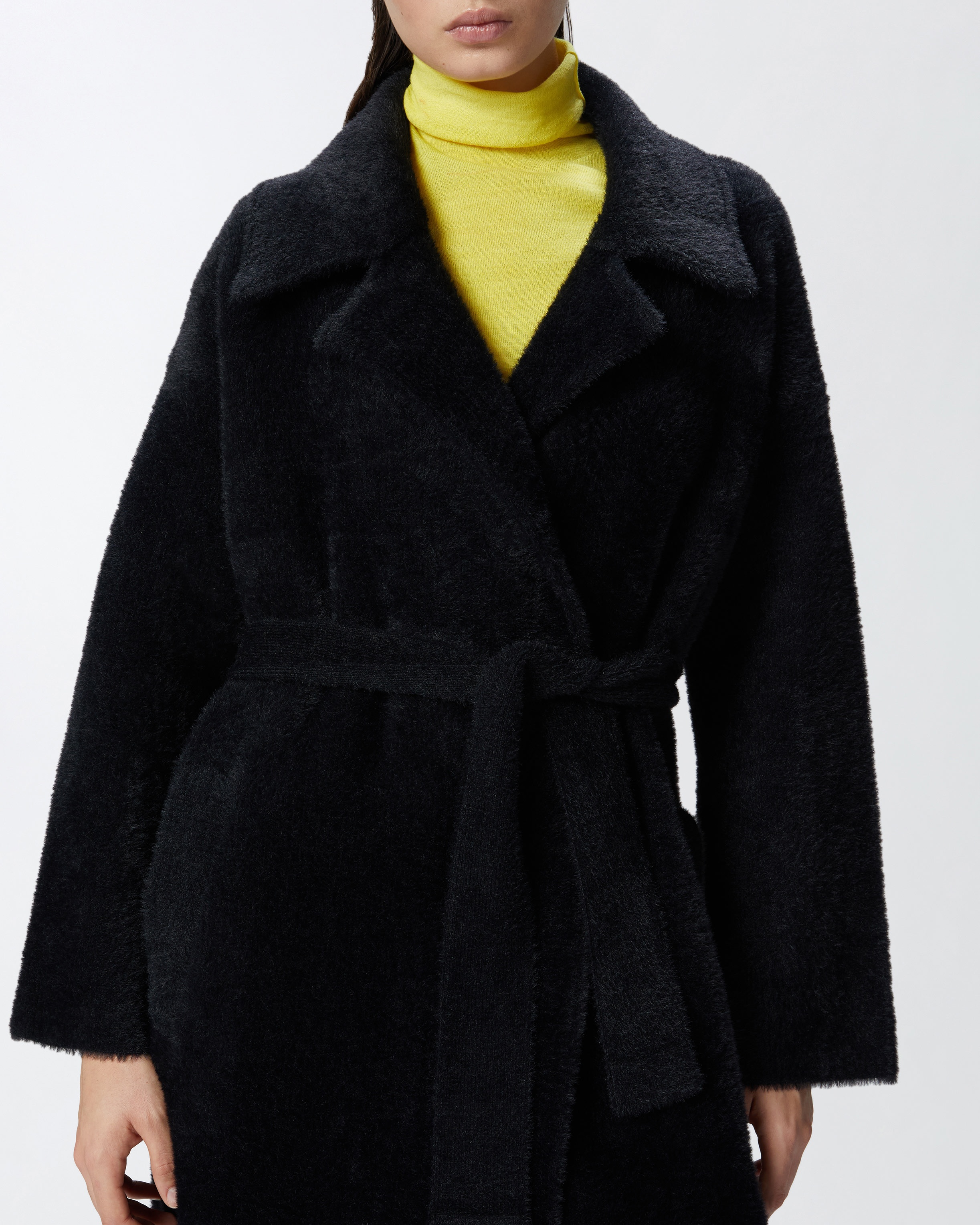 FAUX FUR WRAPAROUND COAT WITH BELT - 5