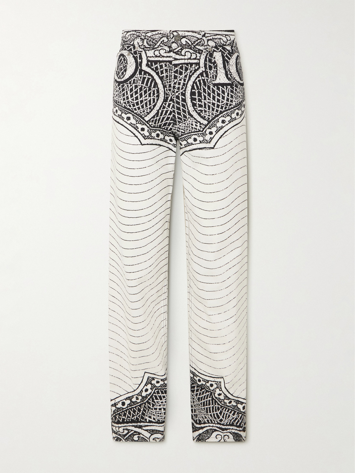 Printed High-rise Tapered Jeans - 1