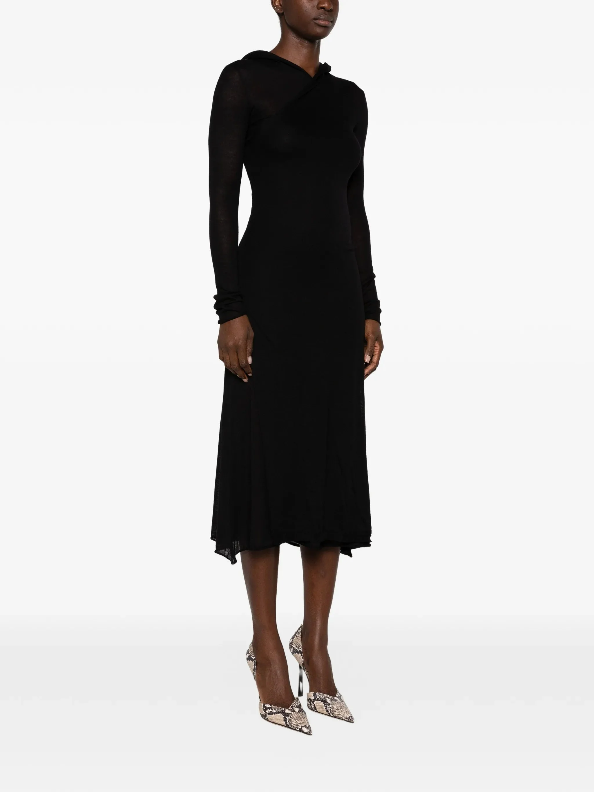 Fendi Hooded Long-sleeve Midi Dress - 1