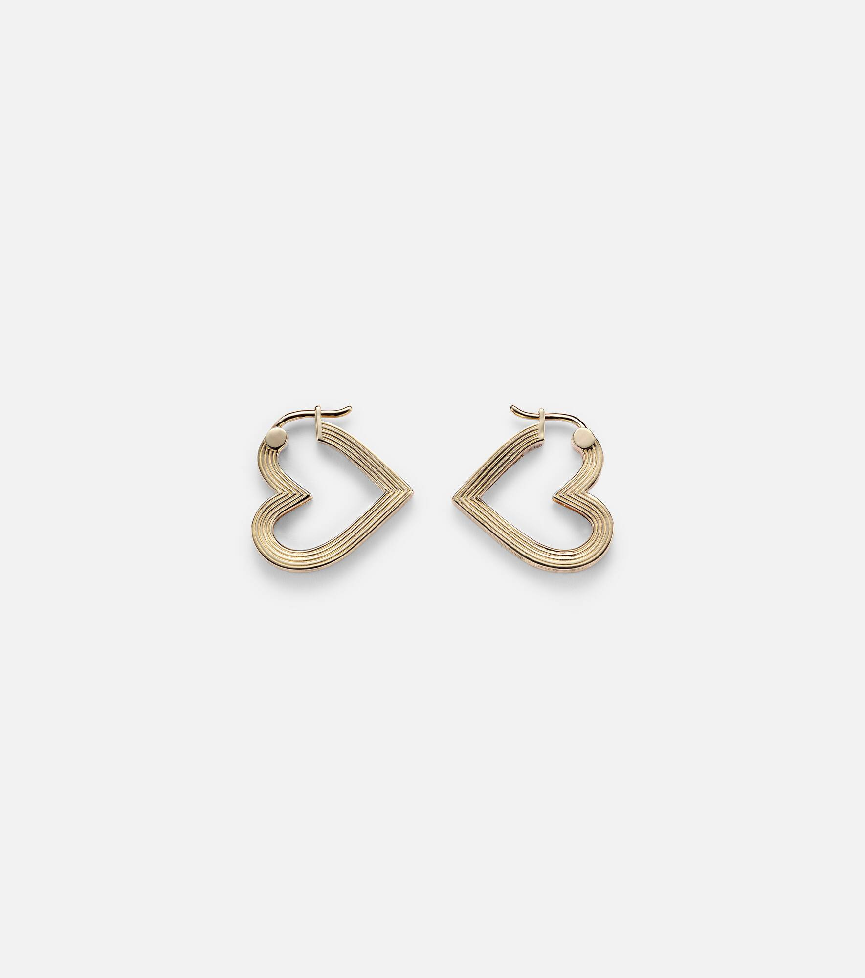 Flutted Heart 14kt white gold earrings - 4