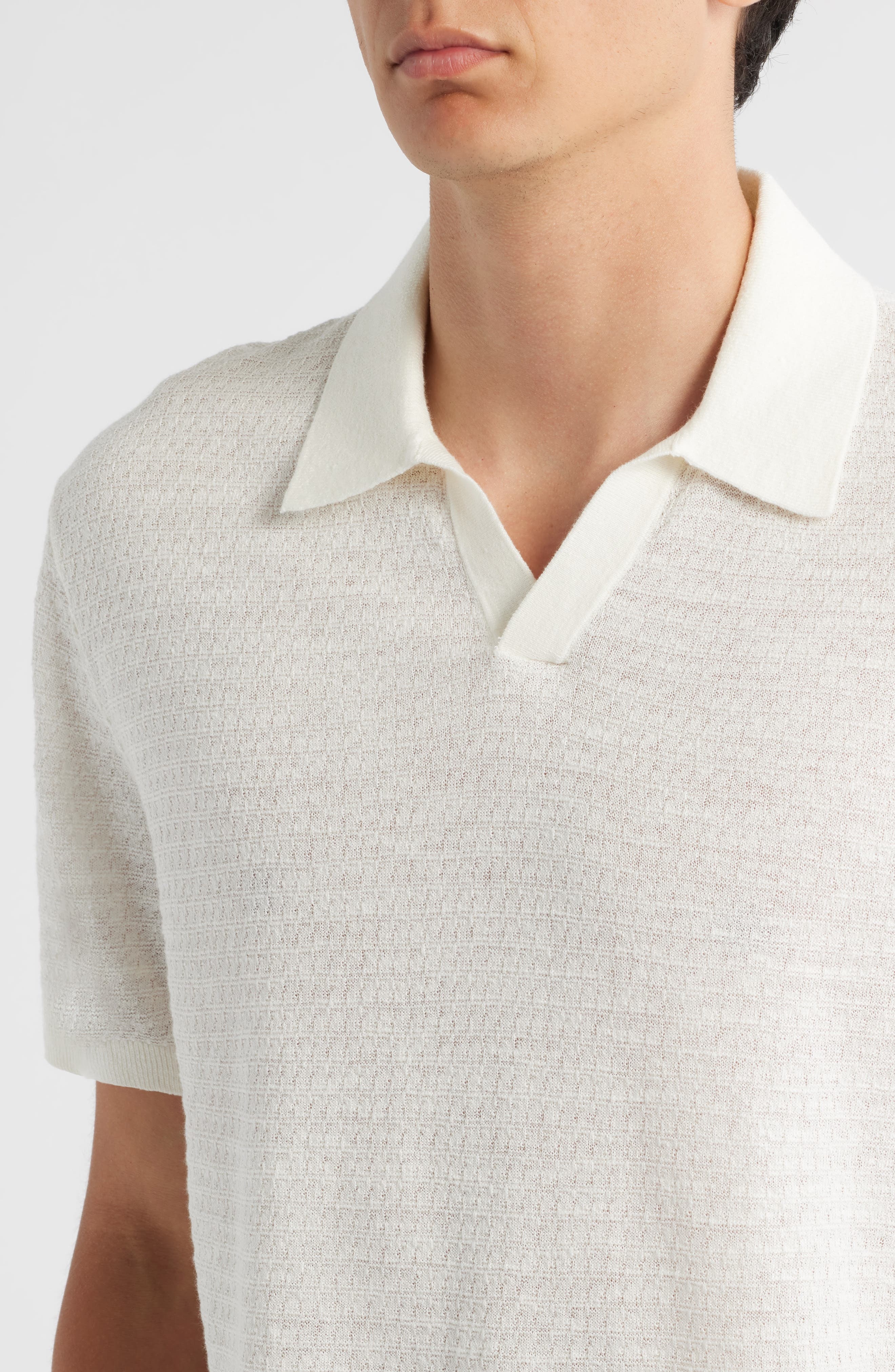 Theory Brenan Linen Blend Polo in White at Nordstrom - 4