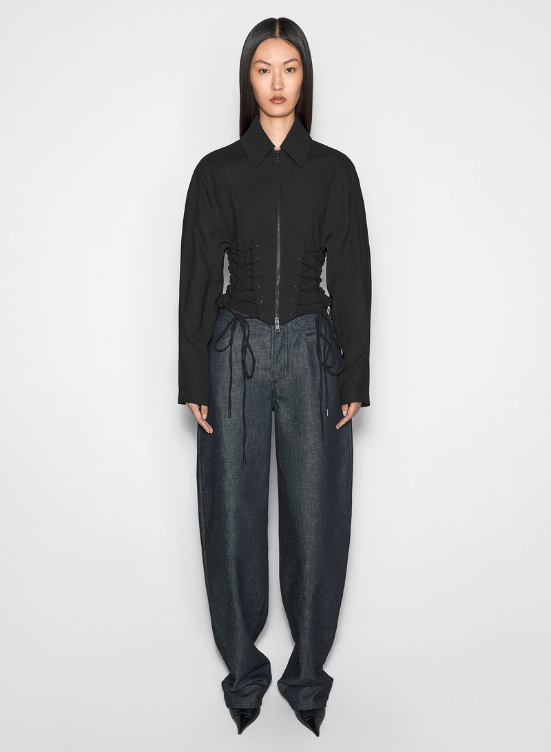 MUGLER black laced corset wool jacket outlook