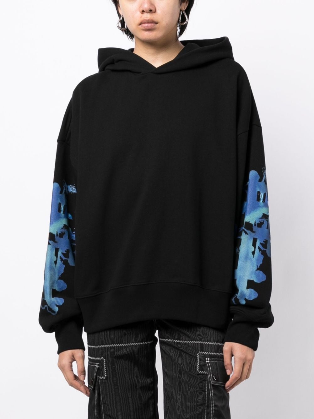 graphic-print cotton hoodie - 3