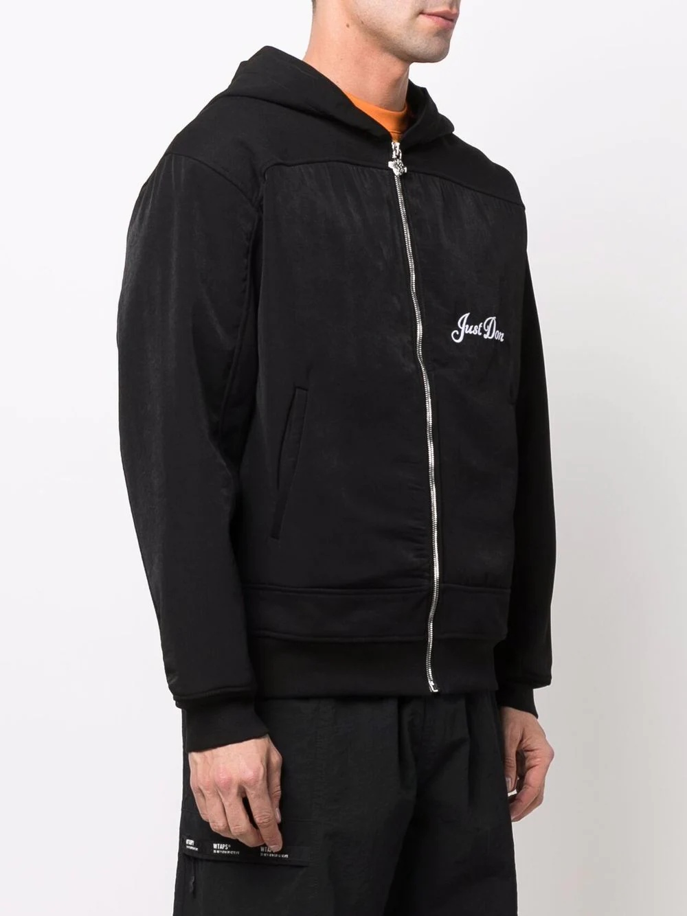 embroidered-logo zip-up hoodie - 4