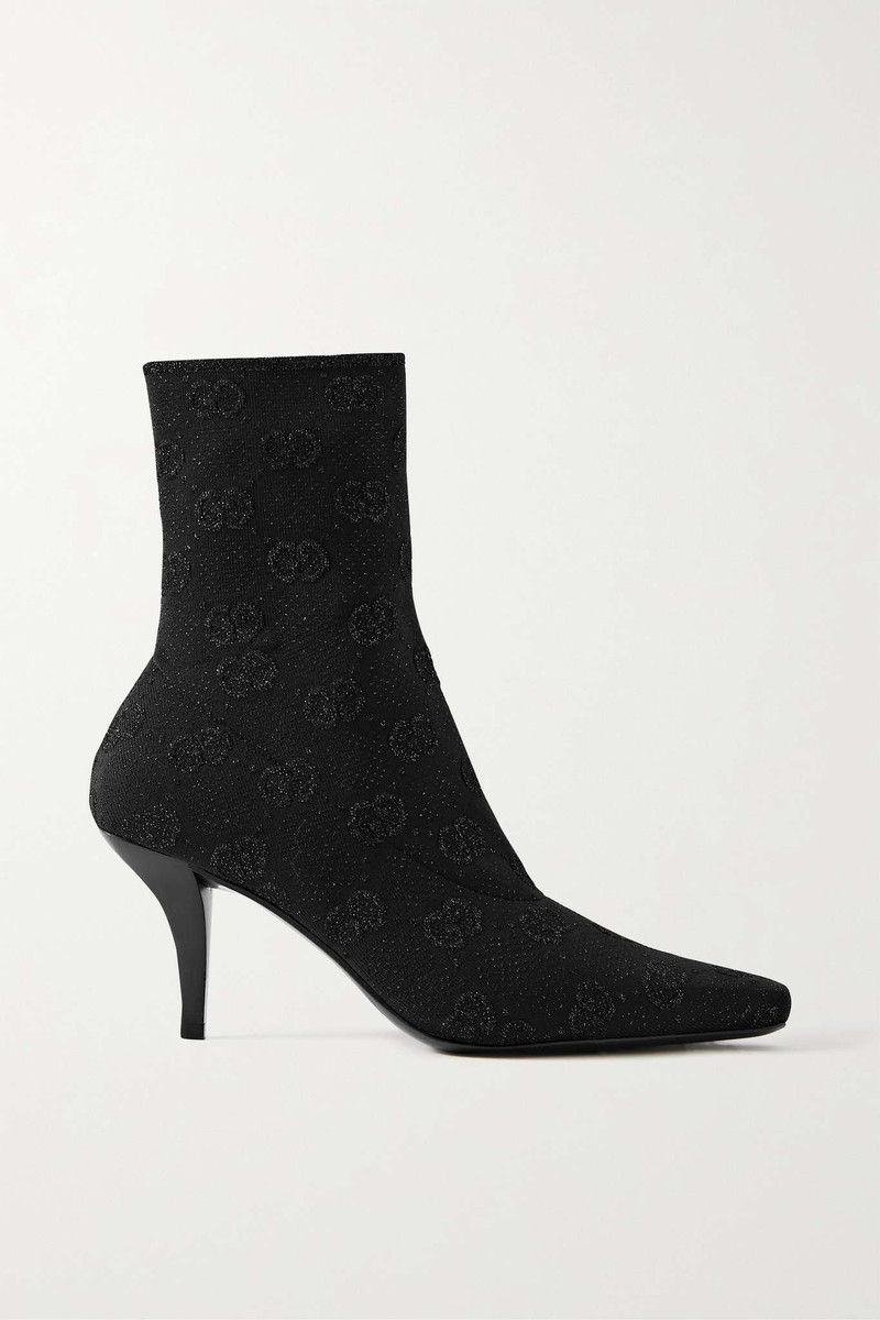 Demi logo-jacquard metallic stretch-knit ankle boots - 1