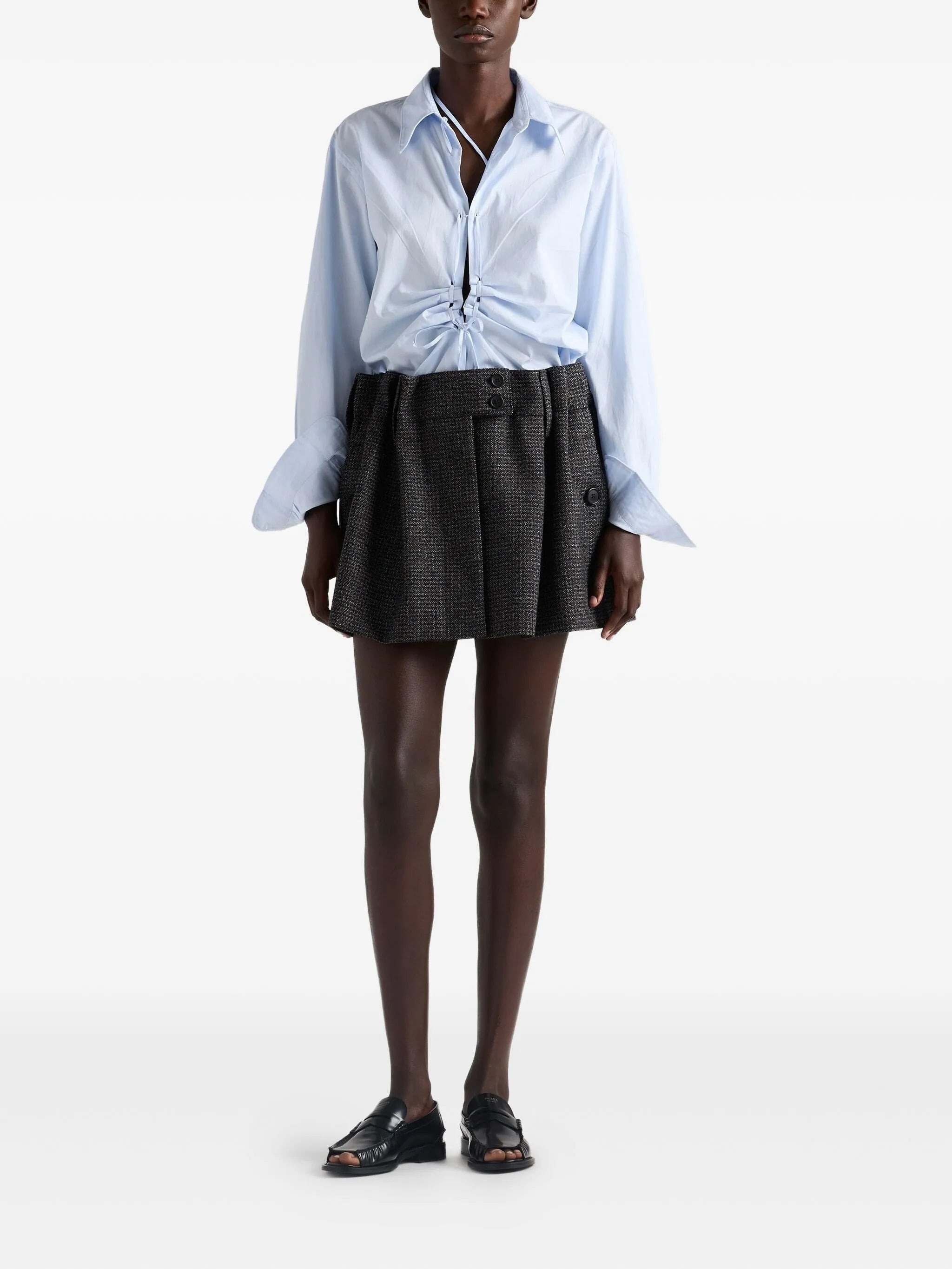 check-pattern wool mini skirt - 2