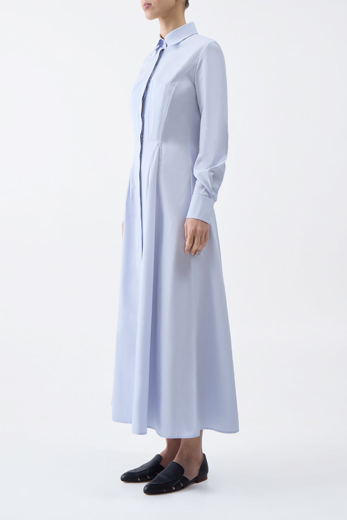 Eugene Dress in Light Blue Cotton - 4