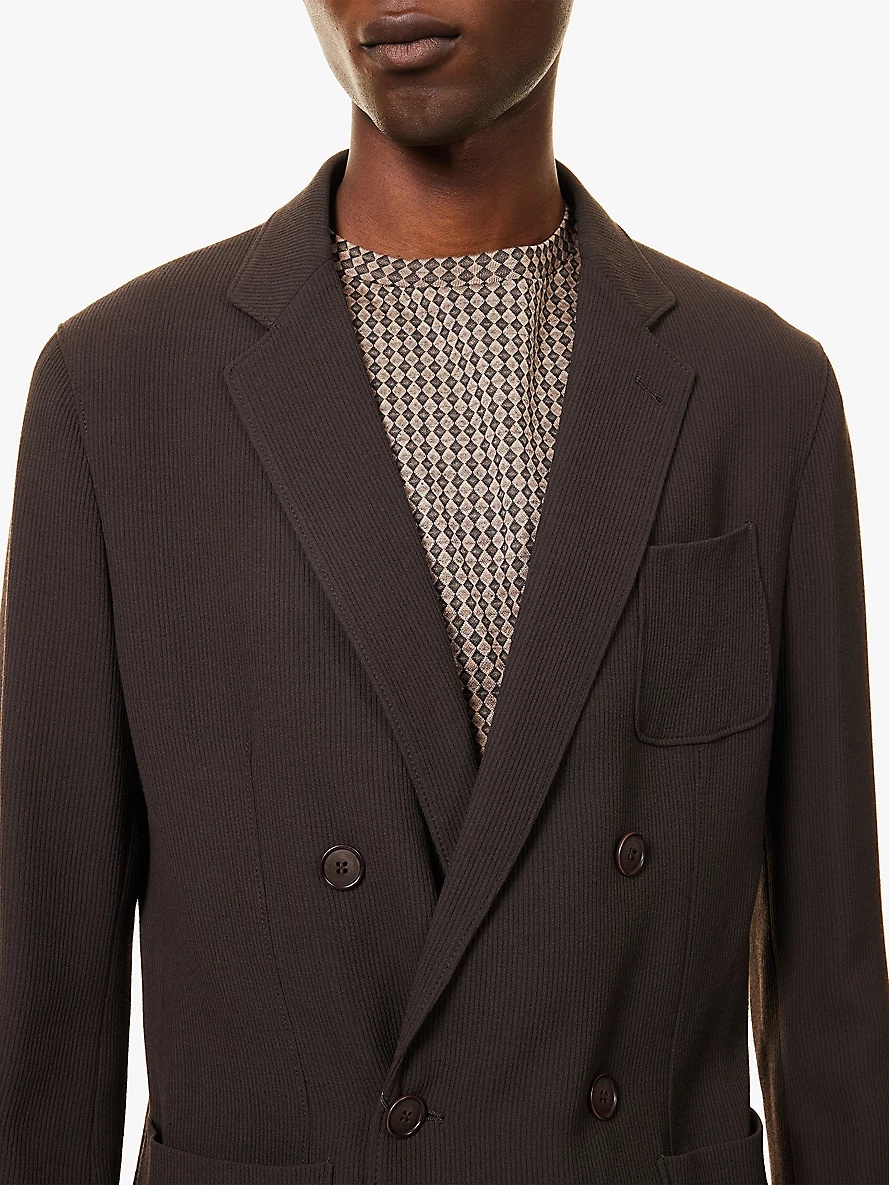 Pleated notched-lapels regular-fit wool-blend blazer - 5