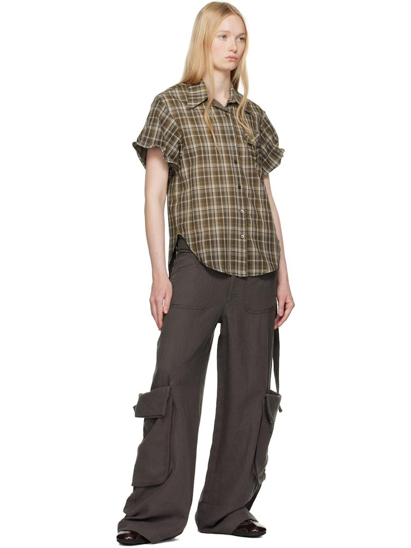 OPEN YY Brown Wire Cuff Check Shirt outlook