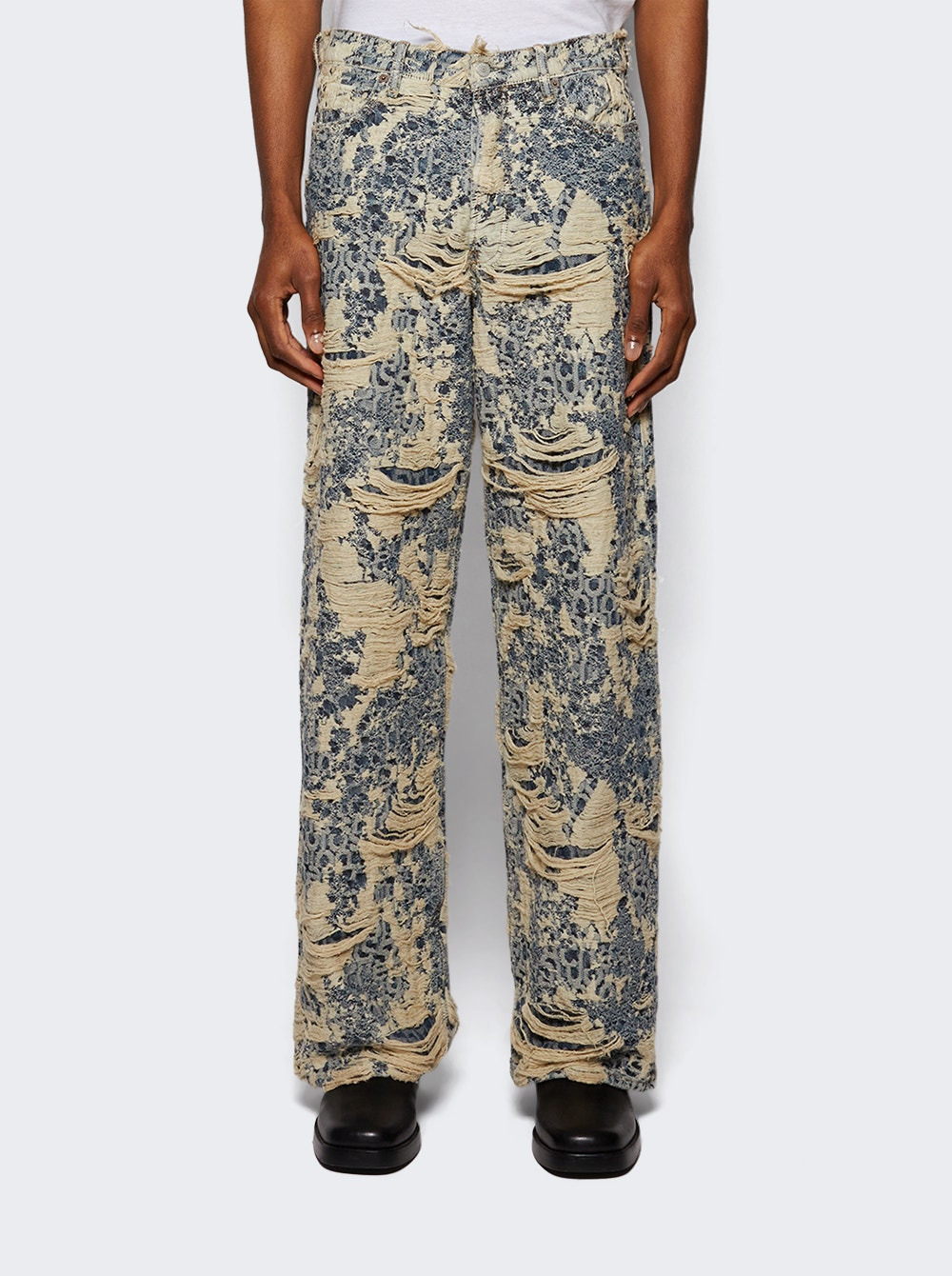 1981 Denim Distressed Monogram Jeans 863 Mid Blue - 2