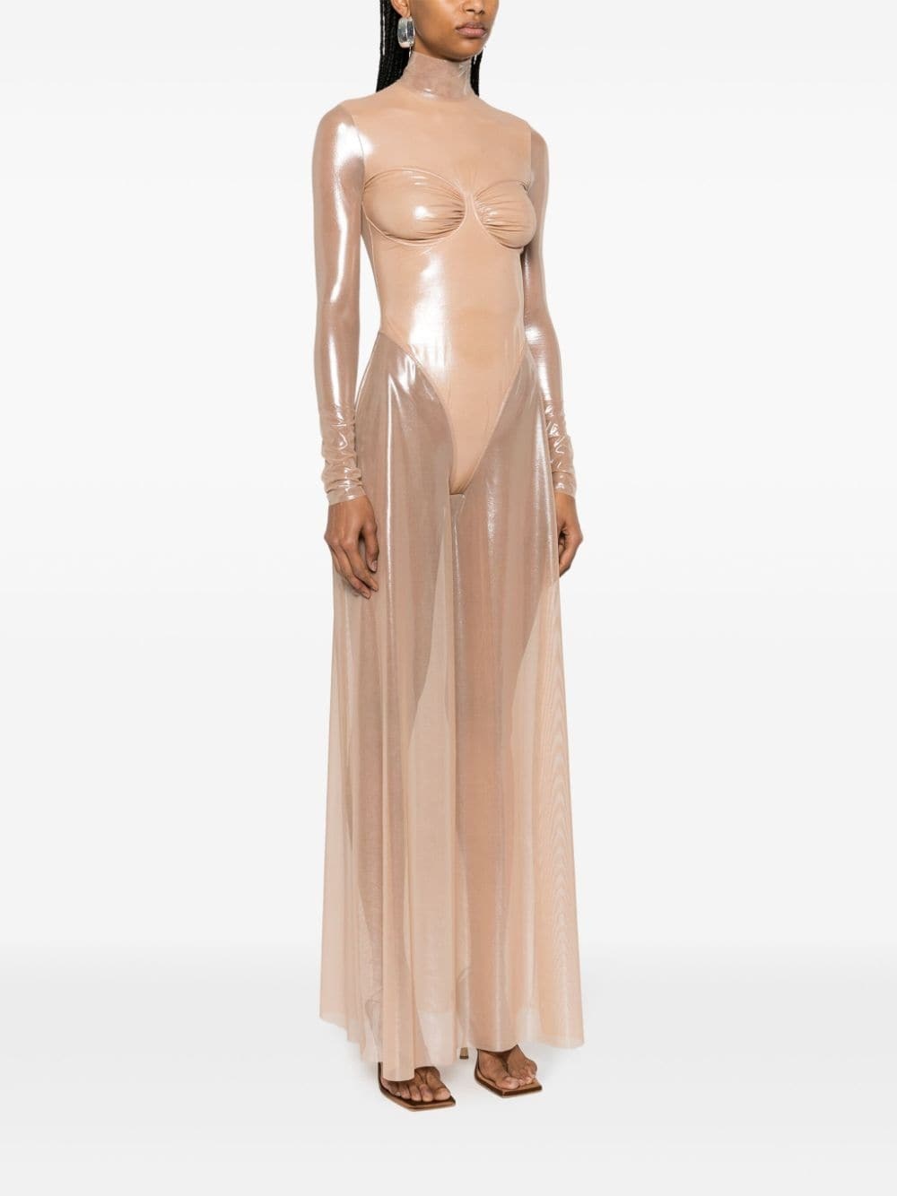 lamÃ© sheer maxi dress - 3