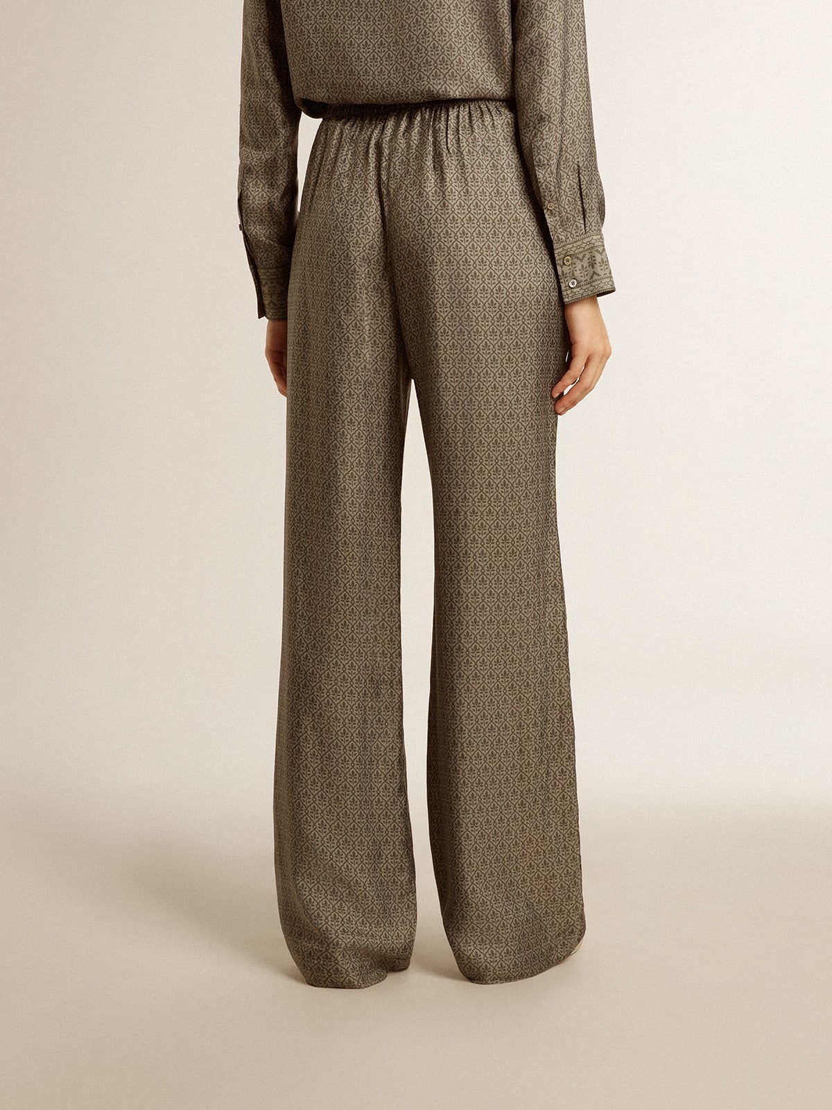 Golden Goose Women's green viscose-blend silk pants with
