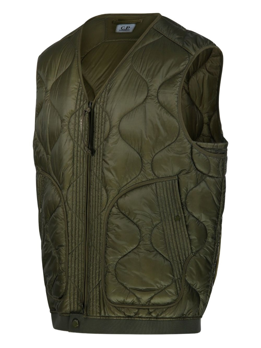 zip-up quilted vest - 3
