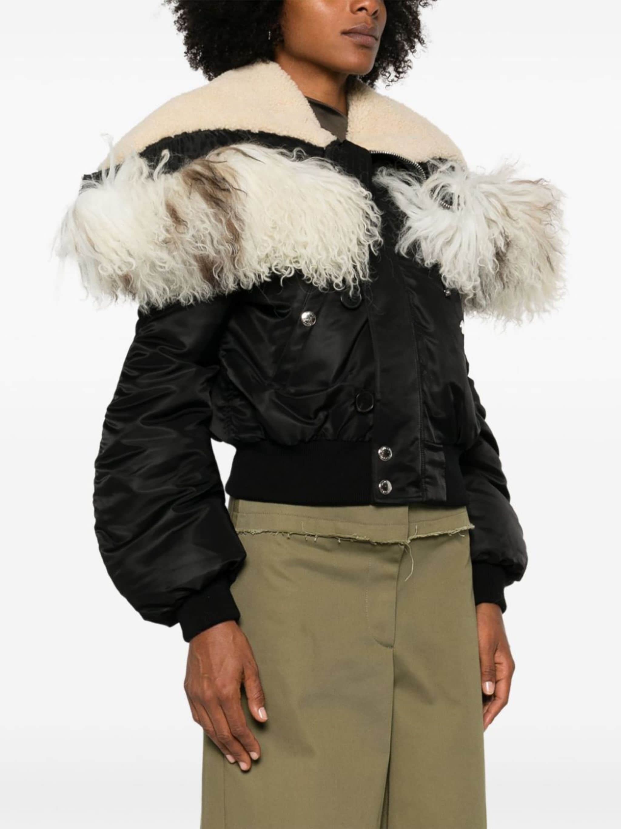 shearling-collar bomber jacket - 3