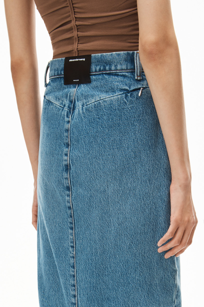 INVISIBLE ZIP MAXI SKIRT IN INDIGO DENIM 5