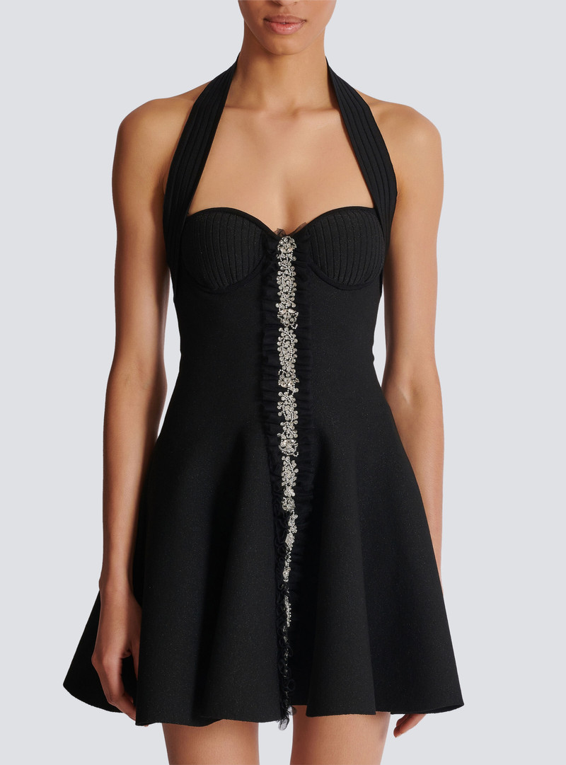 Balmain Flared halterneck knit dress - DF0R538799KEEAW | REVERSIBLE