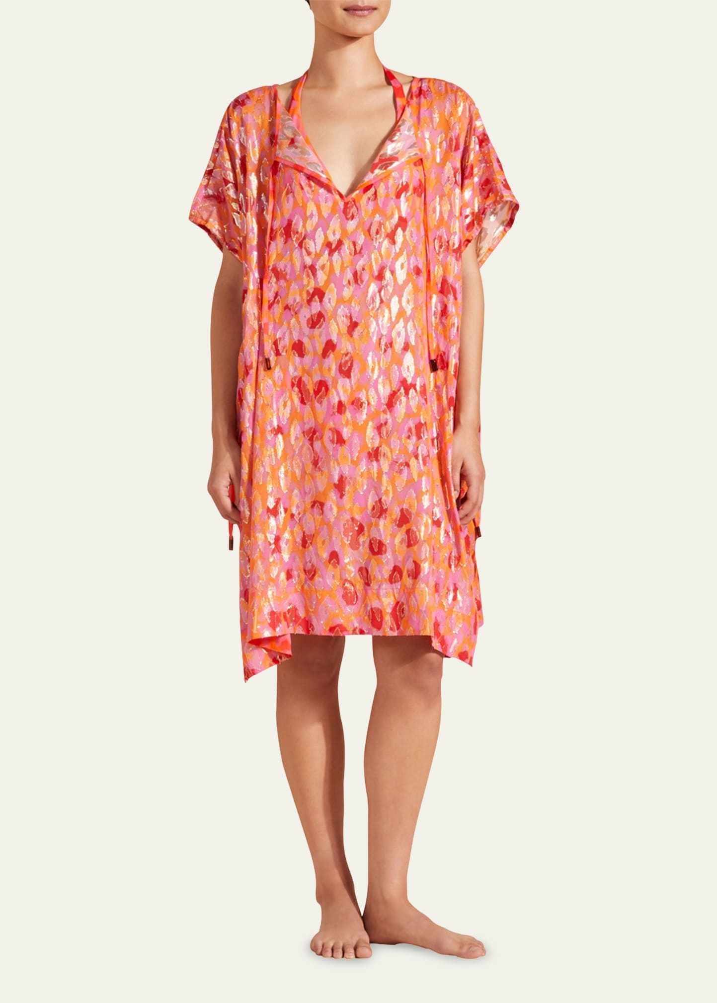 Abstract Leopard Printed Coverup Dress - 2